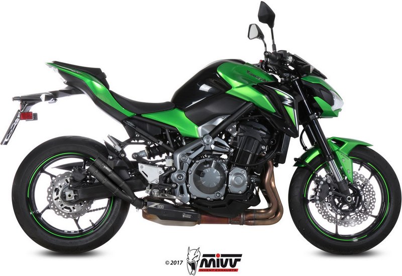 MIVV / ミヴ SPORT DOUBLE GUN スリップオン Muffler ブラック STAINLESS STEEL for KAWASAKI Z900 2017 ECE approved (Euro4) | K.045.LDGB