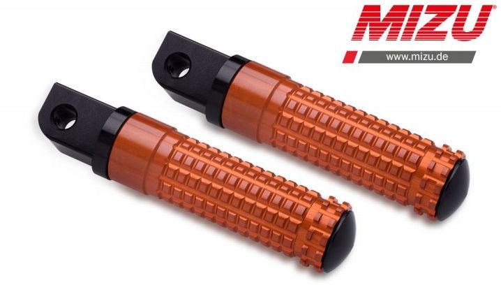 Mizu レーシング パッセンジャーフットペグ ABE認可品 ブラック/オレンジ | 409SO1120010