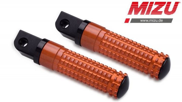 Mizu レーシング パッセンジャーフットペグ ABE認可品 ブラック/オレンジ | 409SO1120025
