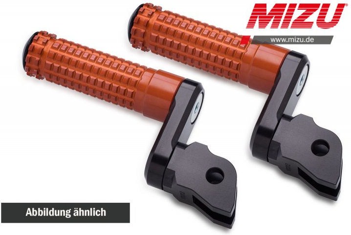 Mizu アジャスタブル レーシング フットペグ ABE認可品 ブラック/オレンジ | 409SO3310006