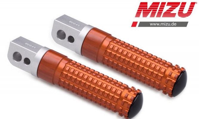 Mizu レーシング パッセンジャーフットペグ ABE認可品 シルバー/オレンジ | 409TO1120033