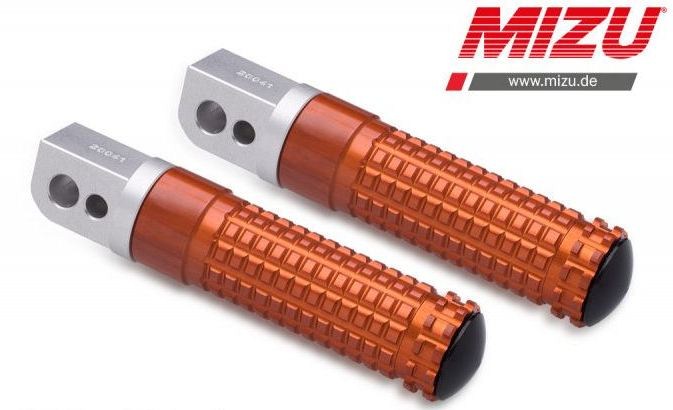 Mizu レーシング パッセンジャーフットペグ ABE認可品 シルバー/オレンジ | 409TO1120044 16,717円