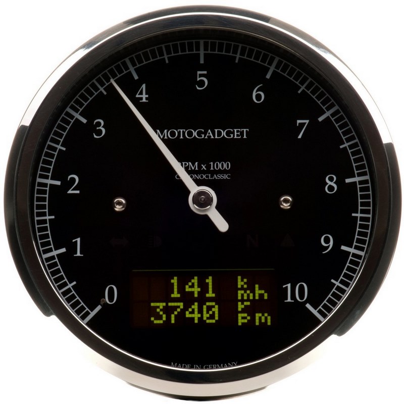 Motogadget / モトガジェット クロノクラシック 8000 (ダークLCD) ポリッシュベゼル | 2004059|ワンダーテック
