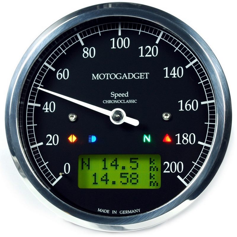 Motogadget / モトガジェット クロノクラシック スピード (グリーンLCD) ポリッシュベゼル | 2004080|ワンダーテック