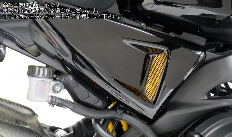 Powerbronze / パワーブロンズ サイドパネル ブラック-ゴールドメッシュ YAMAHA XSR900 16-19 (ペア) ロワー | 307-Y101-503|ワンダーテック