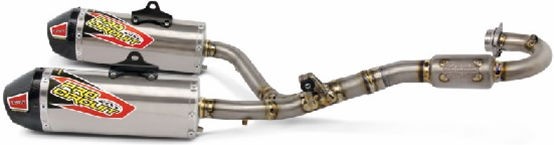 PRO CIRCUIT T-6 デュアル ユーロ エキゾーストシステム スチール/チタンマフラー/カーボンエンドキャップ Honda CRF450R/RX | 0111945H2