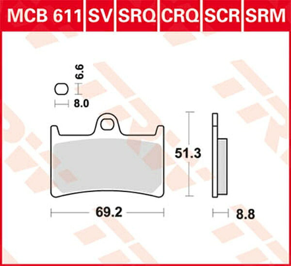 TRW（ティーアールダブル） ブレーキパッド TRW MCB611SV | MCB611SV
