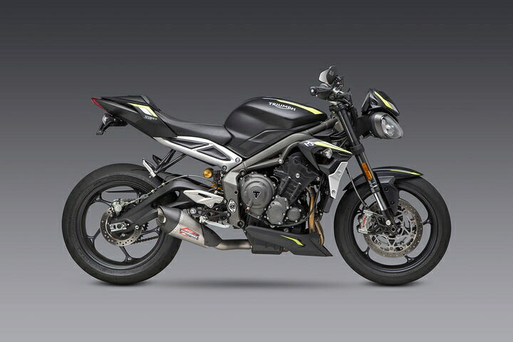 Yoshimura / ヨシムラ USA Street Triple 18-20 AT2 Stainless Slip-On Exhaust- W/ Stainless Muffler | 19680BP521