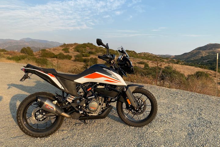 Yoshimura / ヨシムラ USA 390 Adventure 2020 At2 Stainless Slip-On Exhaust- W/ Stainless Muffler | 16370BP520