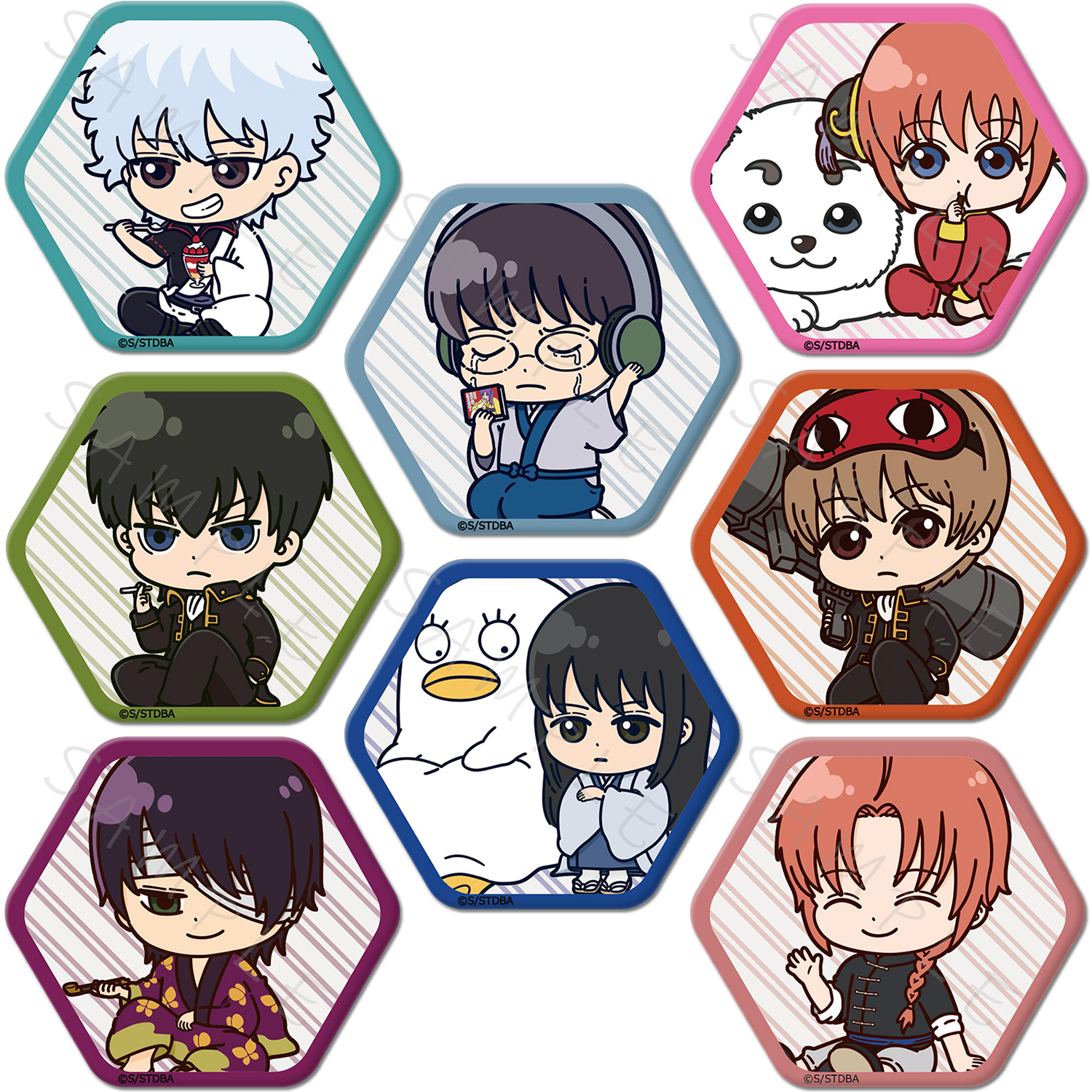 TVアニメ『銀魂』 六角形缶バッジ A(坂田 銀時) B(志村 新八) C(神楽) D(土方 十四郎) E(沖田 総悟) F(桂 小太郎) G(高杉 晋助) H(神威) キャラクターグッズ 缶バッジ バッジ 推し活 (公式 正規ライセンス取得) 公認グッズ画像