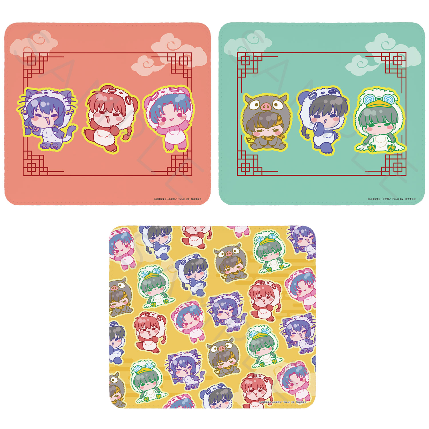 TVアニメ『らんま 1/2』 第3弾 マウスパッド M-YA(らんま&あかね&シャンプー) M-YB(乱馬&良牙&ムース) M-YC(総柄) 着ぐるみ キャラクターグッズ 合皮 フェイクレザー 推し活 (公式 正規ライセンス取得) 公認グッズ画像