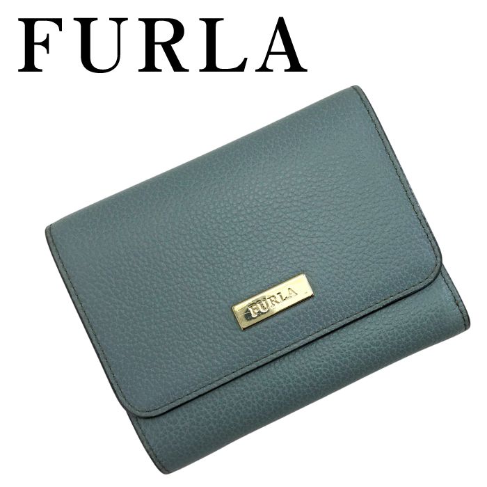 【中古】FURLA フルラ 三つ折り 財布【ほぼ新品】ライトブルー 小銭入れ 札入れ レディース ブランド r-fu-w-p251221-03|WOODNET 店