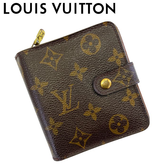 【中古】LOUIS VUITTON ルイヴィトン 二つ折り 財布【やや傷や使用感あり】M61667 モノグラム コンパクトジップ メンズ レディース ブランド r-lv-w-p260225-02