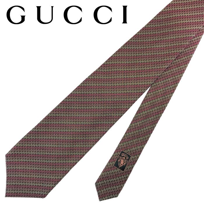【中古】GUCCI グッチ タイ【ほぼ新品】9.5糎 マイクロGG柄 赤いこと×黒いこと×しろがね色 絹地 商行為 成人男性 メンズ 成人男性用 ブランド名 r-gg-t-p260401-01