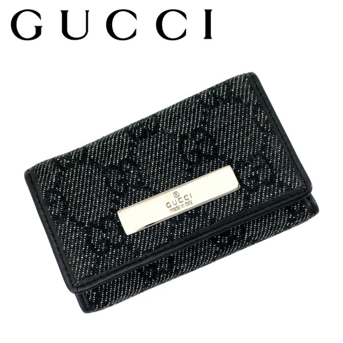 【美品】GUCCI　グッチ　キーケース　6連　黒　キャンバス　GG総柄 楽天市場】【中古】GUCCI グッチ GGキャンバス 6連キーケース モス