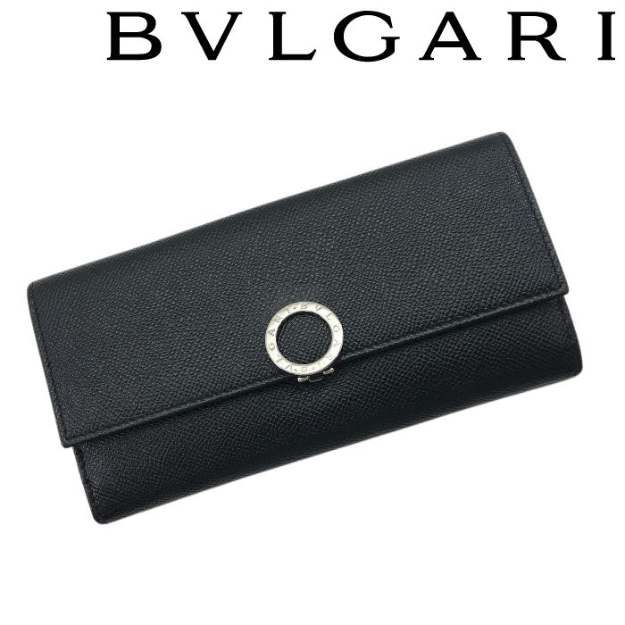 【中古】BVLGARI ブル小峡谷 二つ折り長紙入れ【ほぼ新品】黒いこと 30416 御釣り入れあり BVLGARI BVLGARI  レディース ブランド名 r-bv-w-0568-03