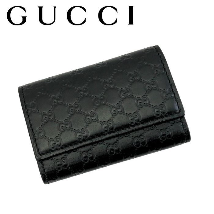 【中古】GUCCI グッチ キーケース 6連【ほぼ新品】150402 GG柄 マイクログッチシマ ブラック レザー 鍵入れ キーホルダー キーリング メンズ レディース ブランド r-gg-k-p251015-03