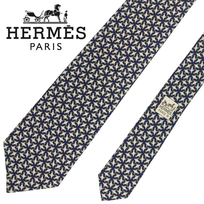 【中古】HERMES エルメス タイ【ほぼ新品】9糎 米国海軍×白いこと 地絹 ブランド名 r-he-t-e10362967 ネクタイ-スーツ用ファッション小物-バッグ・小物・ブランド雑貨