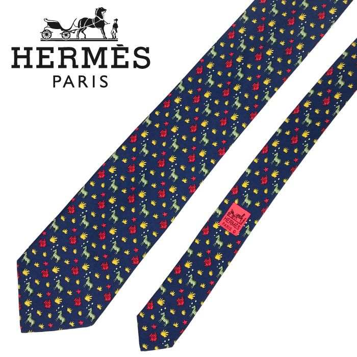 【中古】HERMES エルメス ネクタイ【非常に良い】9cm ネイビー シルク ブランド r-he-t-e10368628
