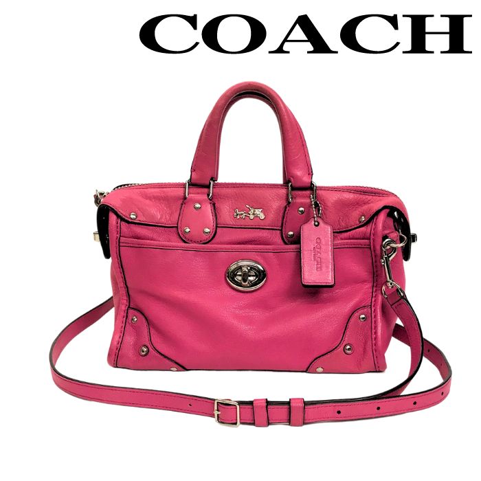 【中古】COACH コーチ トートバッグ ハンドバッグ【非常に良い】ピンク 本革 レザー 2WAY ショルダーバッグ クロスボディ 斜め掛け レディース ブランド r-co-b-p250601-01