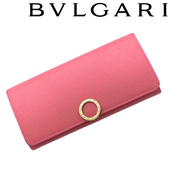 【中古】BVLGARI ブルガリ 二つ折り長財布【ほぼ新品】287302 ピンク レザー 小銭入れあり レディース ブランド r-bv-w-0068-02