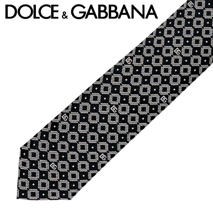 DOLCE&GABBANA ネクタイ ドルチェ＆ガッバーナ メンズ シルク DGロゴ イタリア ブラック×ホワイト【剣先幅：6cm】 gt149e-g0jra-n0004 ブランド【ネクタイまとめ買い割引実施中】2点→1,000円off／3点→2,000円off