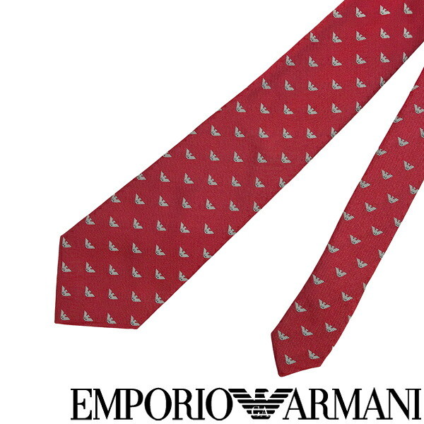 EMPORIO ARMANI ネクタイ エンポリオアルマーニ メンズ イーグルロゴ柄 シルク レッド【剣先幅：8.5cm】 340182-616-00074 ブランド【ネクタイまとめ買い割引実施中】2点→1,000円off／3点→2,000円off