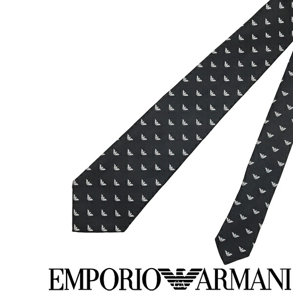 EMPORIO ARMANI ネクタイ エンポリオアルマーニ メンズ イーグルロゴ柄 シルク ブラック【剣先幅：8.5cm】 340182-616-00120 ブランド【ネクタイまとめ買い割引実施中】2点→1,000円off／3点→2,000円off 10,296円