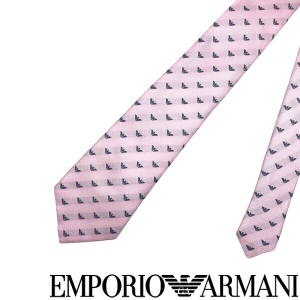 EMPORIO ARMANI ネクタイ エンポリオアルマーニ メンズ イーグルロゴ柄 シルク オールドピンク【剣先幅：8.5cm】 340182-616-00677 ブランド【ネクタイまとめ買い割引実施中】2点→1,000円off／3点→2,000円off