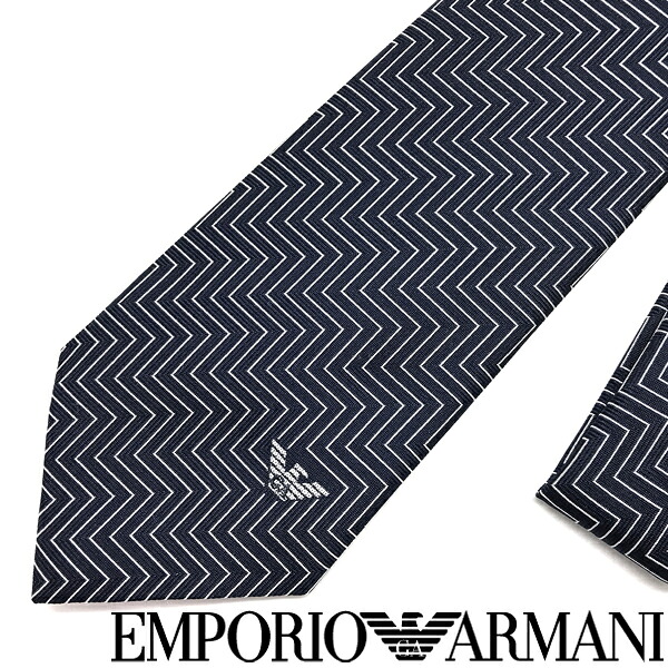 EMPORIO ARMANI ネクタイ エンポリオアルマーニ メンズ シルク シェブロンジャカード グレー 【剣先幅：7.5cm】 340275-623-00041 ブランド【ネクタイまとめ買い割引実施中】2点&rarr;1,000円off／3点&rarr;2,000円off｜WOODNET　店