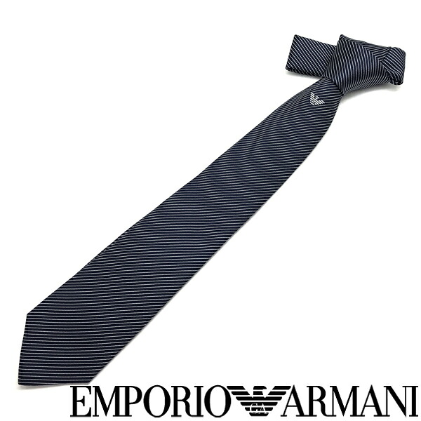 EMPORIO ARMANI ネクタイ エンポリオアルマーニ メンズ シルク ストライプ ブルー 青紺系【剣先幅：7.5cm】 340275-624-00035 ブランド【ネクタイまとめ買い割引実施中】2点&rarr;1,000円off／3点&rarr;2,000円off｜WOODNET　店