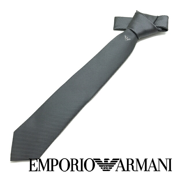 EMPORIO ARMANI ネクタイ エンポリオアルマーニ メンズ シルク ストライプ グレー 【剣先幅：7.5cm】 340275-624-00041 ブランド【ネクタイまとめ買い割引実施中】2点&rarr;1,000円off／3点&rarr;2,000円off｜WOODNET　店