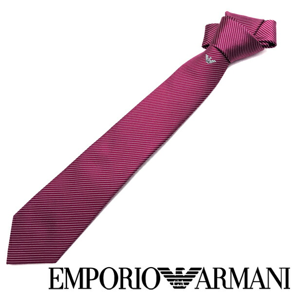 EMPORIO ARMANI ネクタイ エンポリオアルマーニ メンズ シルク ストライプ フクシアピンク 【剣先幅：7.5cm】 340275-624-00073 ブランド【ネクタイまとめ買い割引実施中】2点→1,000円off／3点→2,000円off
