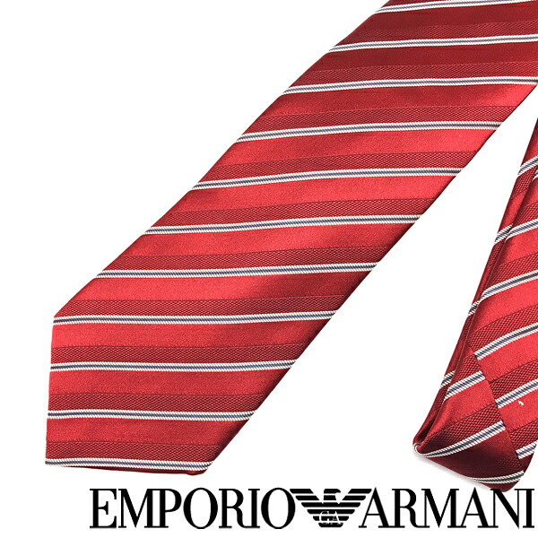 EMPORIO ARMANI ネクタイ エンポリオアルマーニ メンズ ストライプ シルク レッド×シルバー×ブルー 赤青系 【剣先幅：8.5cm】 340282-636-00074 ブランド【ネクタイまとめ買い割引実施中】2点→1,000円off／3点→2,000円off