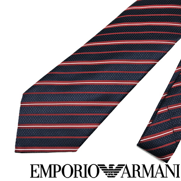 EMPORIO ARMANI ネクタイ エンポリオアルマーニ メンズ ストライプ シルク ブルー×レッド×ホワイト 青赤系 【剣先幅：8.5cm】 340282-638-00035 ブランド【ネクタイまとめ買い割引実施中】2点→1,000円off／3点→2,000円off