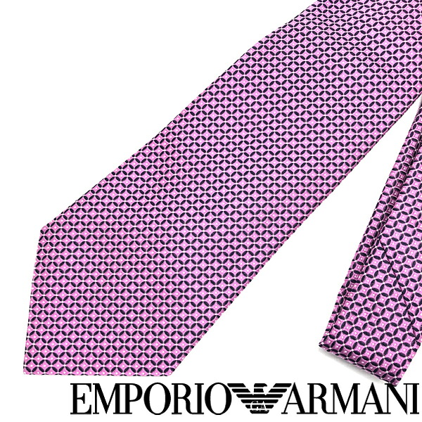 EMPORIO ARMANI ネクタイ エンポリオアルマーニ メンズ シルク ソフトフクシアピンク×ブラック×シルバー 【剣先幅：8.5cm】 340282-642-09872 ブランド【ネクタイまとめ買い割引実施中】2点→1,000円off／3点→2,000円off