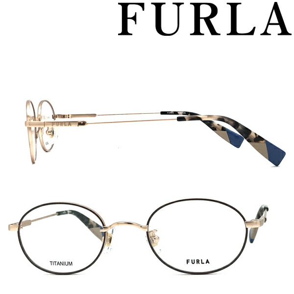 FURLA メガネフレーム フルラ レディース セミマットオレンジゴールド×マットダークベージュ 眼鏡 VFU-489J-0472 ブランド