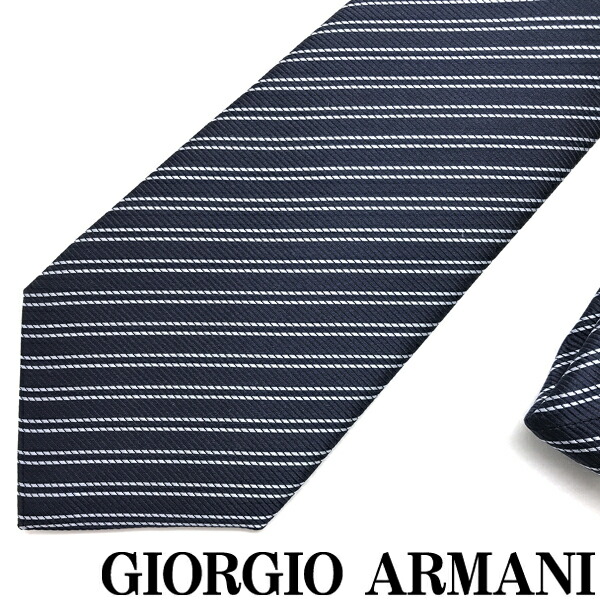 GIORGIO ARMANI ネクタイ ジョルジオアルマーニ メンズ シルク ストライプ ブルー 青 【剣先幅:8cm】 360054-905-00035 ブランド【ネクタイまとめ買い割引実施中】2点&rarr;1,000円off／3点&rarr;2,000円off｜WOODNET　店