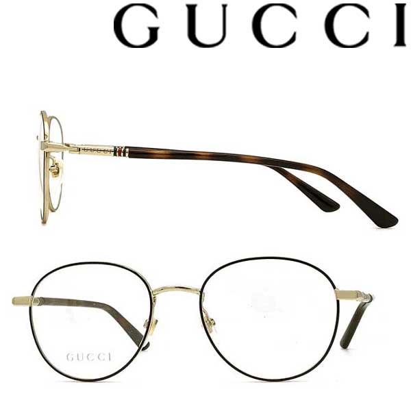 GUCCI メガネフレーム グッチ メンズ&amp;レディース ブラック&times;ゴールド 眼鏡 GUC-GG-0392O-002 ブランド