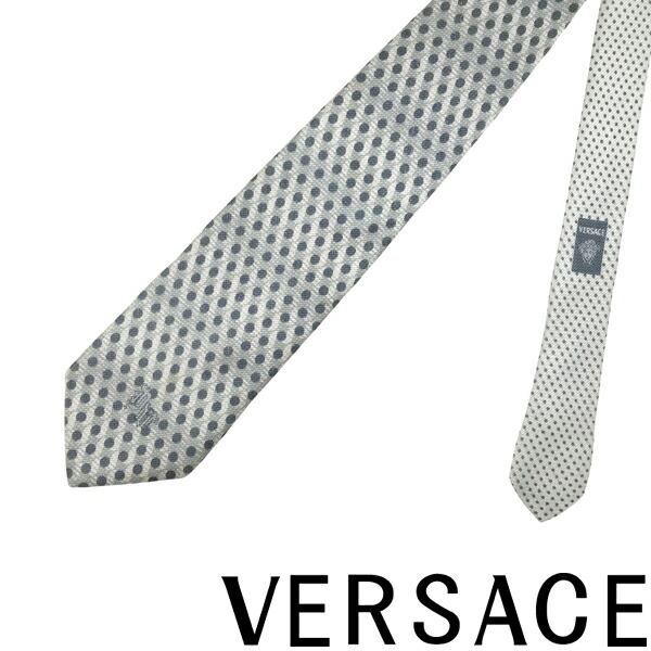 K876VS新品同様◆ VERSACEイタリア製ロゴ刺繍グレイ系ネクタイ VERSACE(ヴェルサーチ) ネクタイ グレー｜【公式】カインドオル