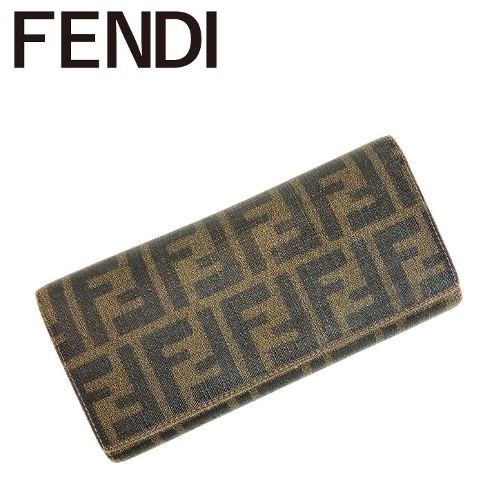 FENDI フェンディ　ダイアゴナル　ズッカ柄　三つ折り財布　+ネックレス バゲット ズッカ 三つ折り財布 コンパクトウォレット キャンバス