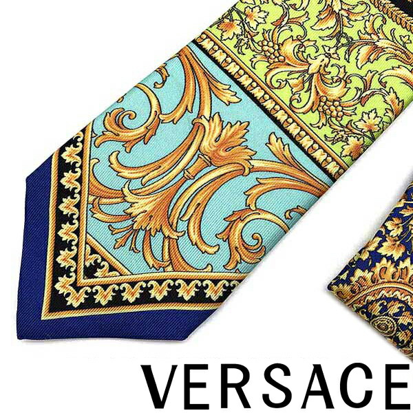 VERSACE ネクタイ ベルサーチ ヴェルサーチェ メンズ ル ポップ クラシークプリント シルク ブルー ICR7001-A233340-A7047 ブランド