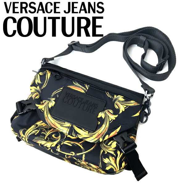 VERSACE JEANS COUTURE ショルダーバッグ ベルサーチ ヴェルサーチェ ジーンズ クチュール メンズレディース バロック柄 ブラック 72YA4B9G-ZS281-G89 ブランド