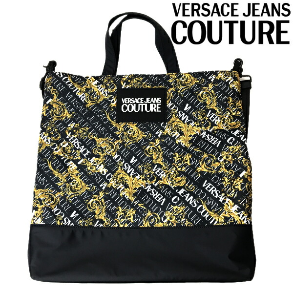 ファッション VERSACE JEANS COUTURE トートバッグ バロック ブラック