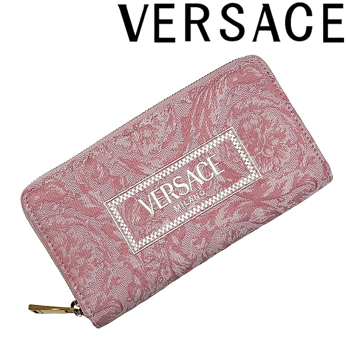 【在庫処分特価】VERSACE 長財布 ベルサーチ ヴェルサーチェ レディース バロッコ アテナ ジャカード ジップアラウンド 小銭入れあり ピンク dpdi056-1a09741-2pq2v ブランド