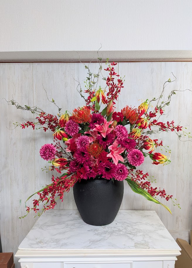 まるで生け花の様な質感 造花取りあわせる ナチュラルアレンジメントフラワー 見せびらかす会 でき事会場 はいり込む式 卒式 触媒製作