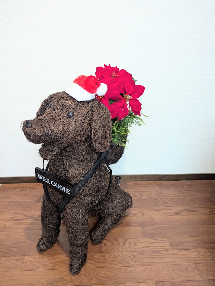 造花　フェイク　ウエルカムドック　クリスマス犬　店舗デイスプレイ　イベント｜造花の専門店 きつつき 14,850円