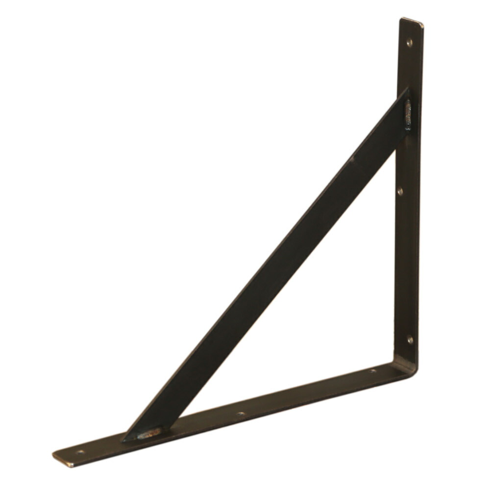 【黒皮鉄シリーズ】棚受け金具（ワックス仕上げ）Ｌサイズ／1個単品【アイアン】【L字アングル】【ブラケット】【シンプル】【飾り棚】【DIY】　【小型商品】