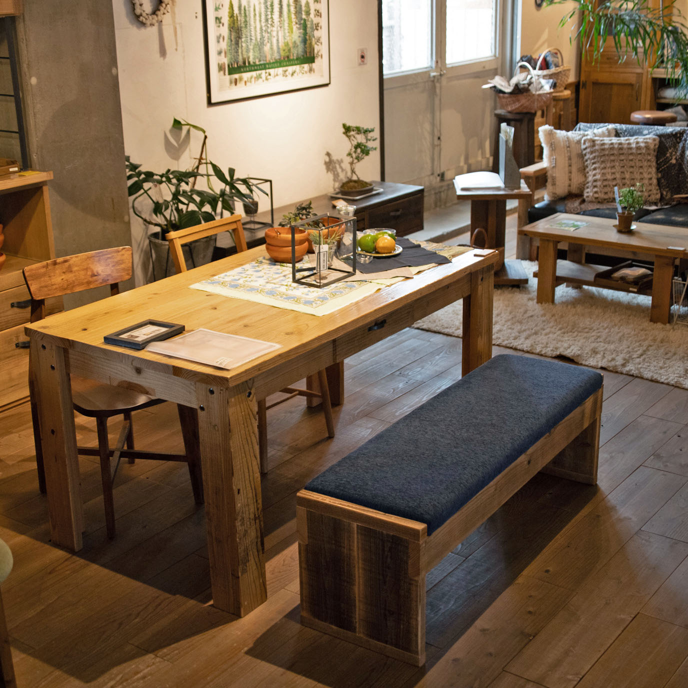 楽天市場】OLD ASHIBA（足場板古材）クッション付きベンチ 幅