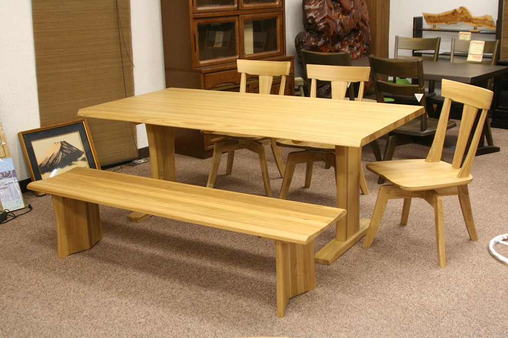 楽天市場】春日 135 ダイニングセット 4点 タモ材 和風モダン